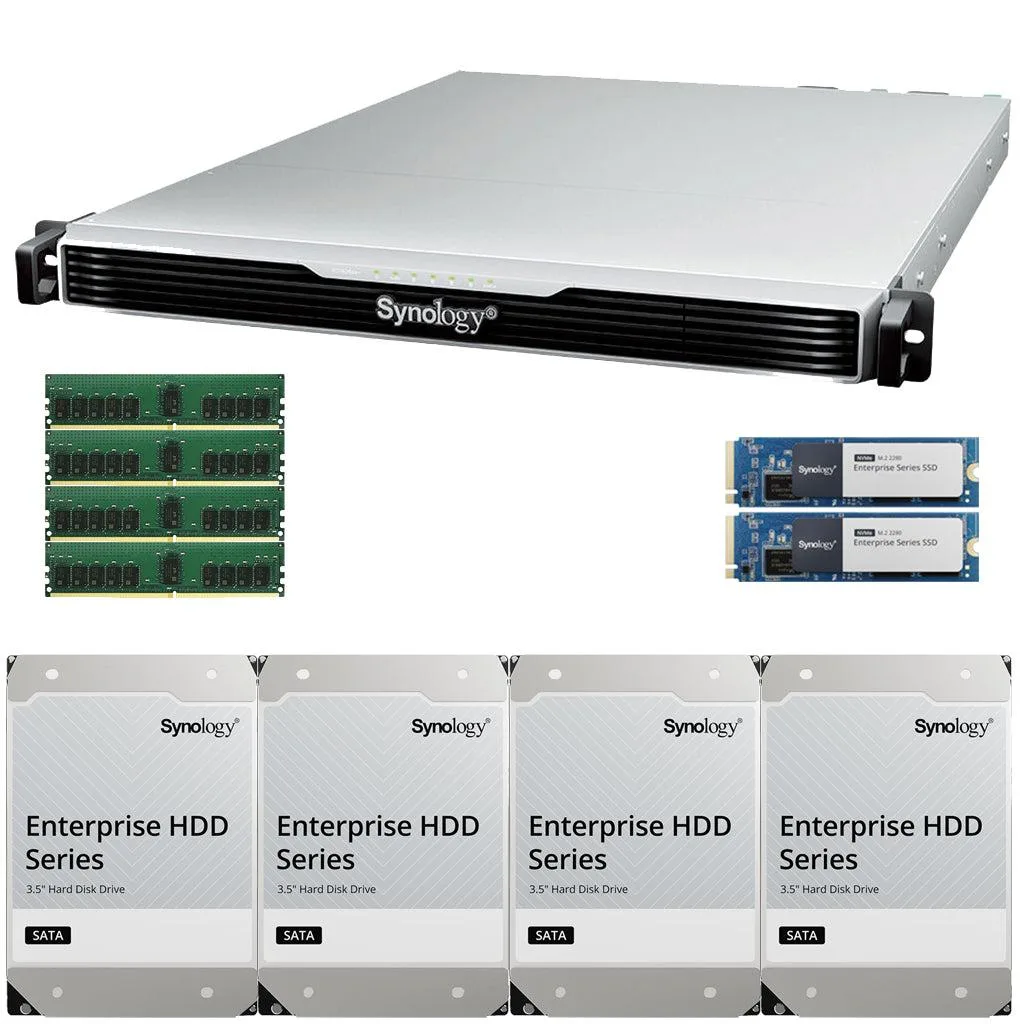 Synology Inc. Synology RS1626xs+ Intel Xeon D-1726 4-Bay Rackmount NAS 64GB RAM 3.2TB Cache 80TB Drives — product photo