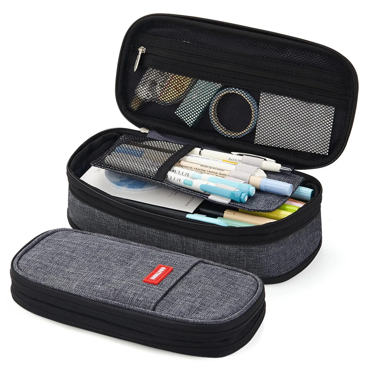  EASTHILL Canvas Pencil Case 8.66 x 4.13 x 2.56 in Deep Gray — product photo
