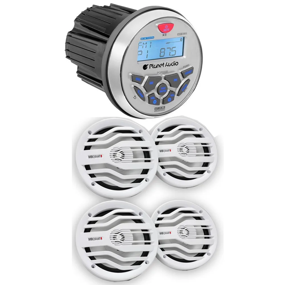 Planet Audio Planet Audio PGR35B Marine Receiver &amp; 2× 6.5" 2-Way Speakers 120W Peak — product photo
