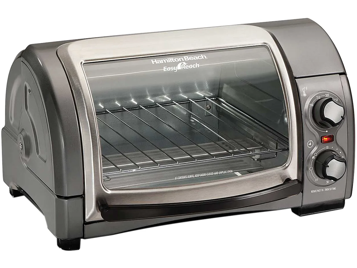 Hamilton Beach Hamilton Beach 31334D toaster oven, roll-top door, gray, 200-450°F, 30 min timer — product photo