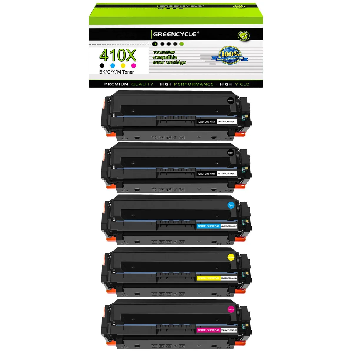 GREENCYCLE GREENCYCLE 410X 5-pack toner cartridge (2 black 1 cyan 1 yellow 1 magenta) — product photo