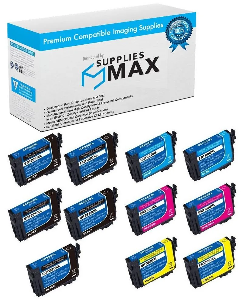 SuppliesMax SuppliesMax T220XL120-5B2CS High Yield Inkjet Combo Pack (5BK/2C/M/Y) 500pp — product photo