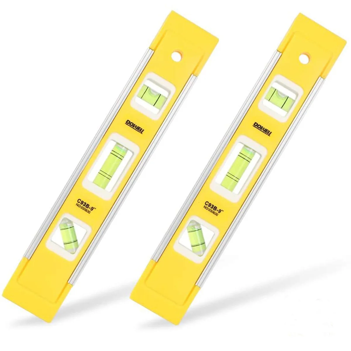 DOWELL 9 Inch Magnetic Spirit Level 2-Pack Yellow — product photo