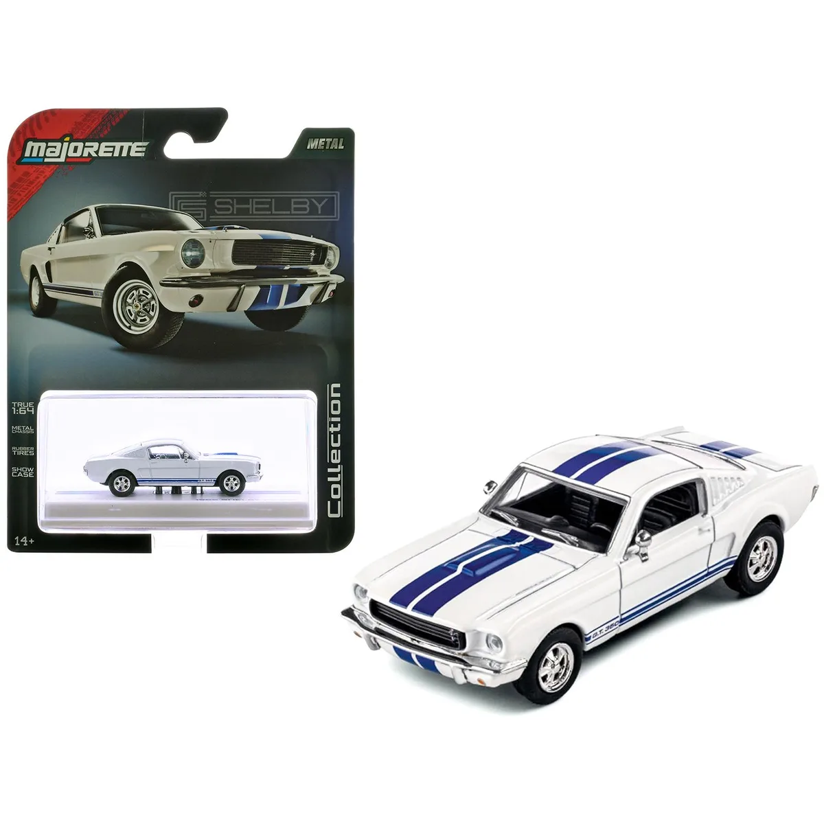 Majorette Majorette 1965 Shelby GT350 White with Blue Stripes Collection 1/64 Diecast Hobby Collectible — product photo