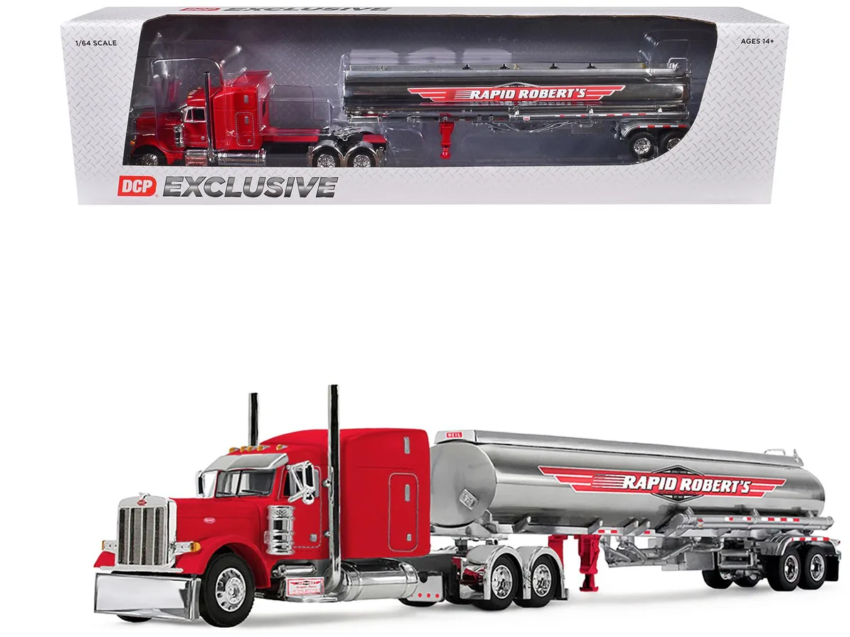 First Gear First Gear Peterbilt 379 63" Mid-Roof Sleeper Heil Rapid Roberts Red 1/64 Diecast — product photo