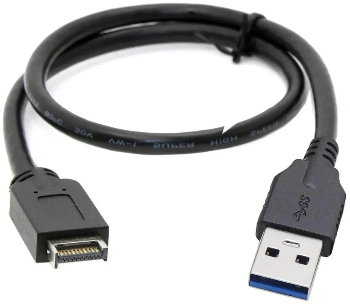 Blue 50cm cable with USB 3.0 header plug and USB 3.1 TypeE socket