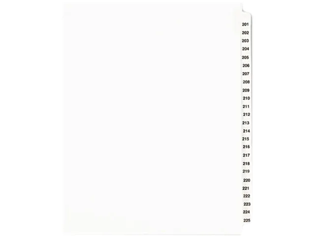 Avery Avery 1338 Legal Side Tab Dividers 201-225 Letter White 1 Set — product photo