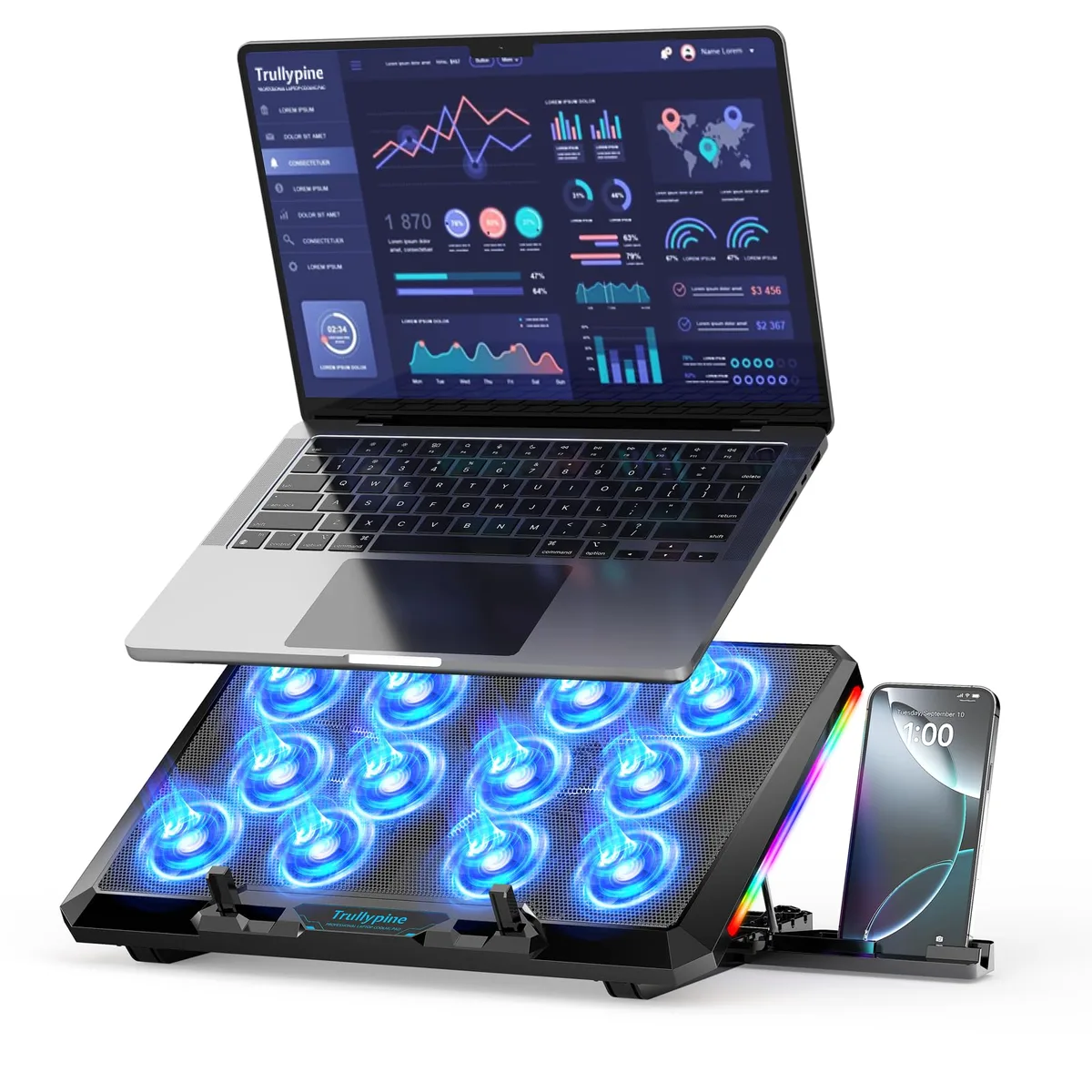  ENHANCE Gear Laptop Cooling Pad 12 Fans 140 mm 17 in — product photo
