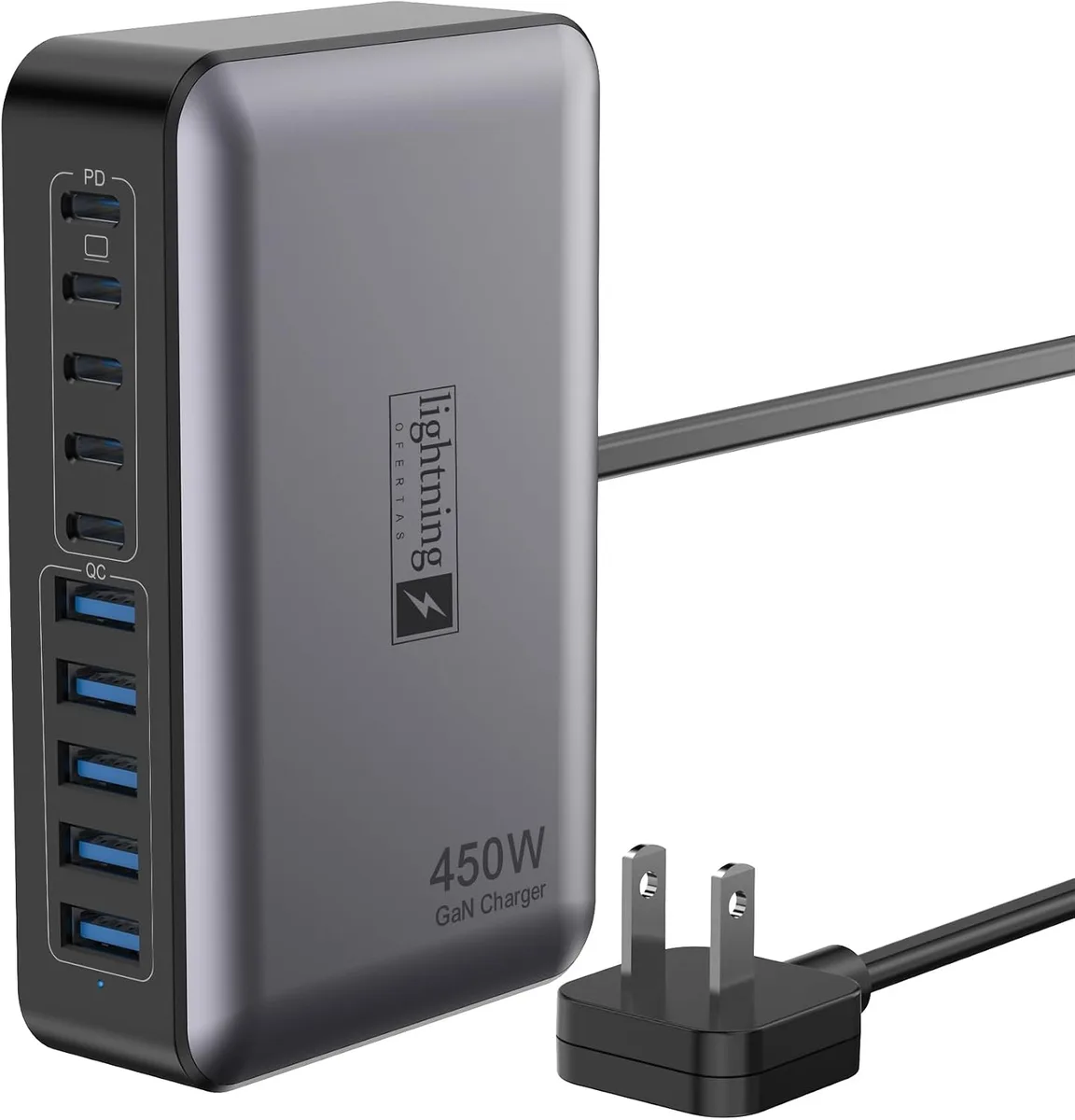 TIZOPO TIZOPO 10 Port 450W USB Charger 5 Type C 5 USB A GaN PD — product photo