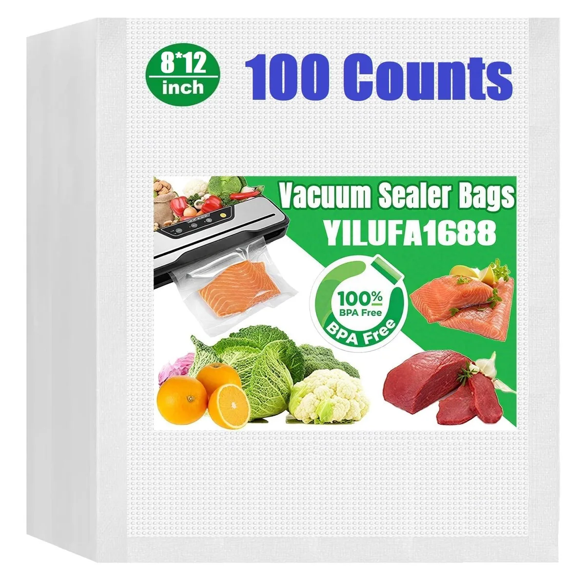 FoodSaver 10P8P6P300b 100-Pack Vacuum Sealer Bags 8x12 — product photo