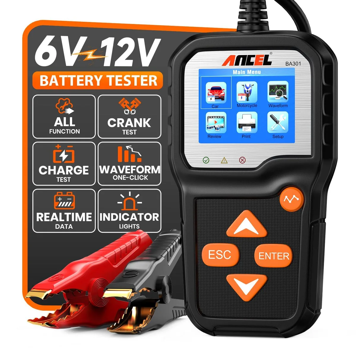 Ancel BA301 6V 12V 100-2000 CCA Battery Tester electrical system tool — product photo