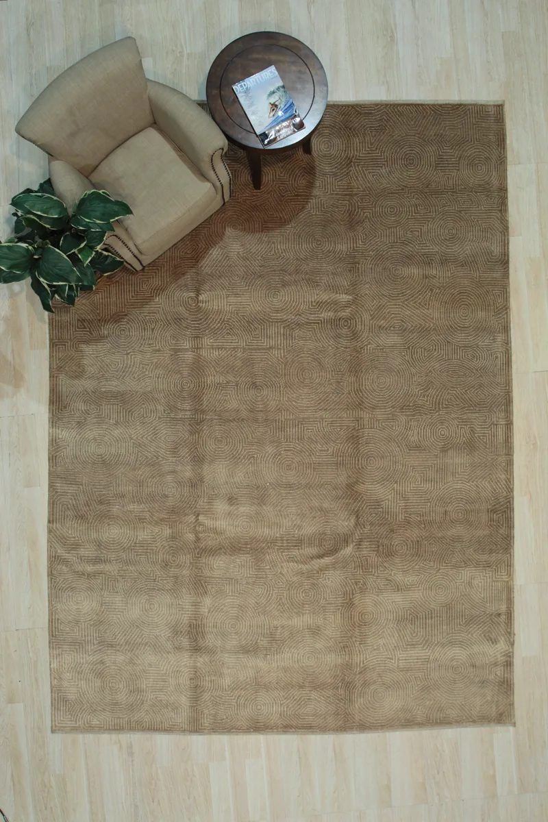 EORC EORC Handmade Wool Gold Transitional Geometric Ningxia Rug 8' x 10' Rectangle — product photo