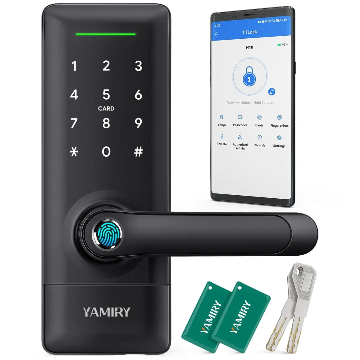 DNBeffulgent DNBeffulgent Yamiry-H1B Biometric Smart Lock Black 7.48 in x 2.75 in x .75 in — product photo