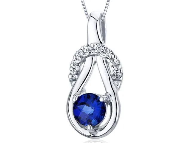 Oravo Oravo 0.75 Ct Lab Blue Sapphire Pendant Sterling Silver 18" Necklace .925 SP10088 — product photo