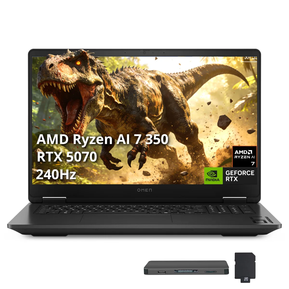 HP HP Omen 17-db1097nr 17.3" QHD 240Hz Gaming Laptop Ryzen AI 7 350 RTX 5070 32GB 2TB Black — product photo