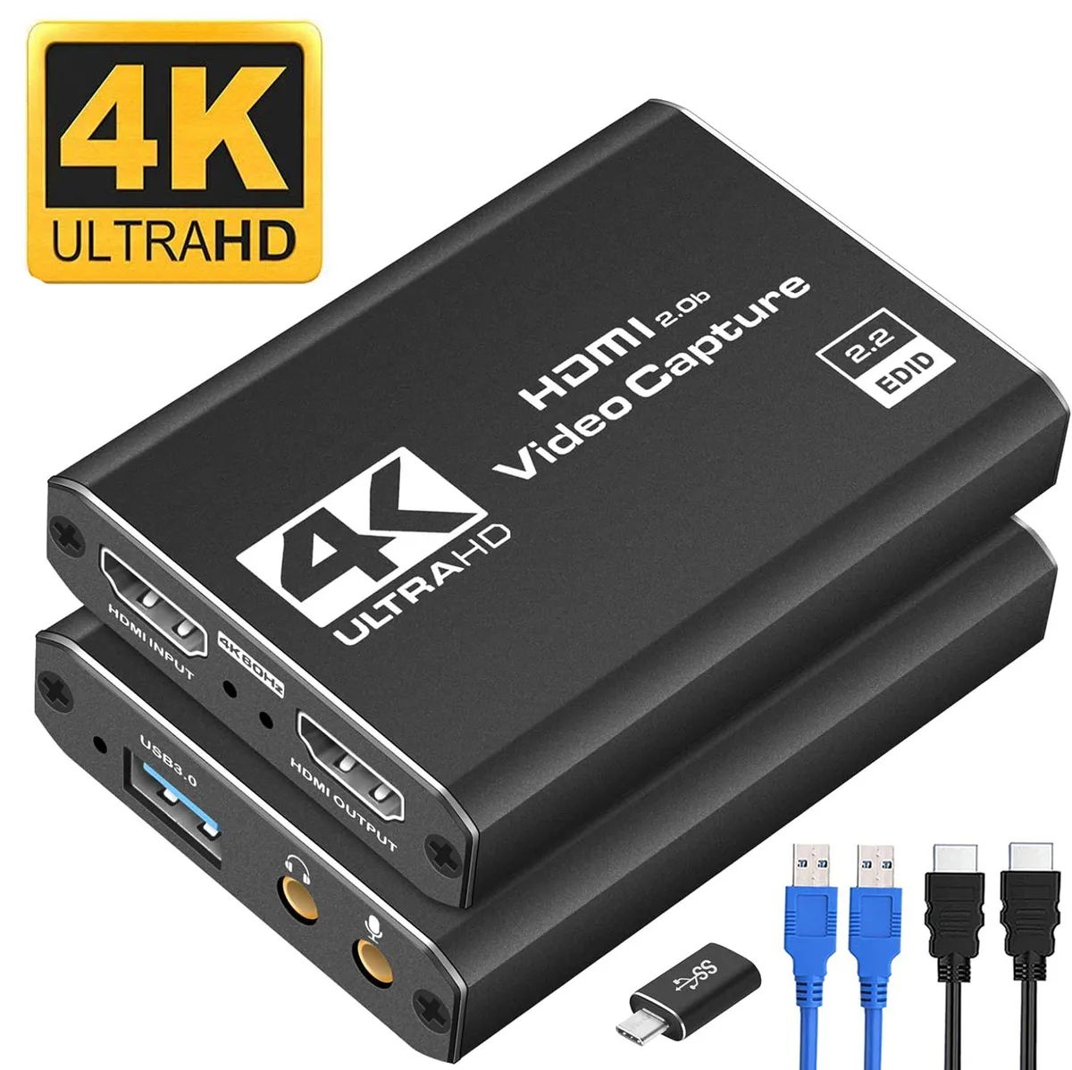 LUOM LUOM 4K 1080p 60FPS HDMI USB 3.0 Video Capturing Device with Mic &amp; Loop-Out — product photo