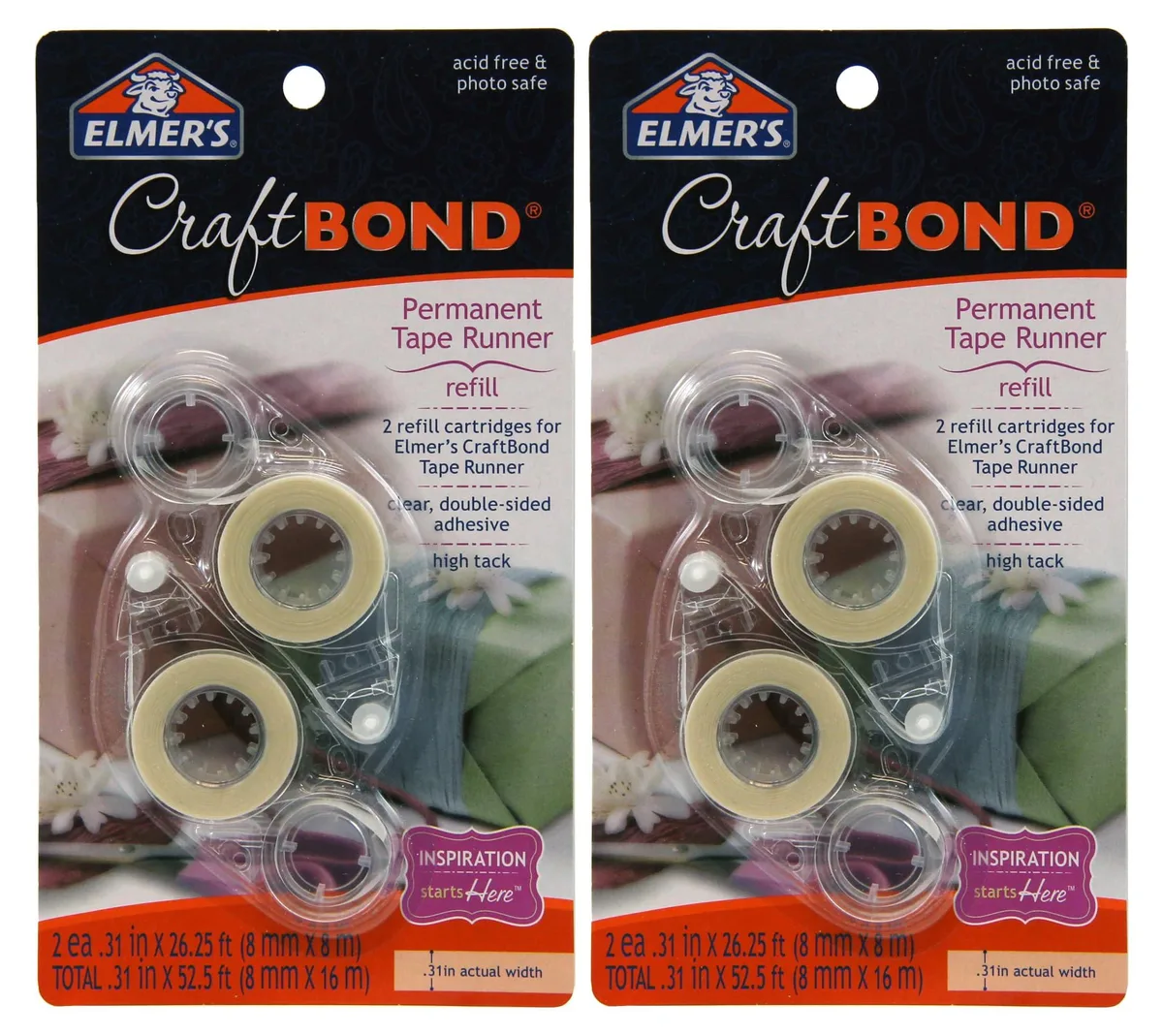  Elmer's CraftBond Permanent Tape Runner Refills Clear Double Sided 26.5ft 4 Count — product photo