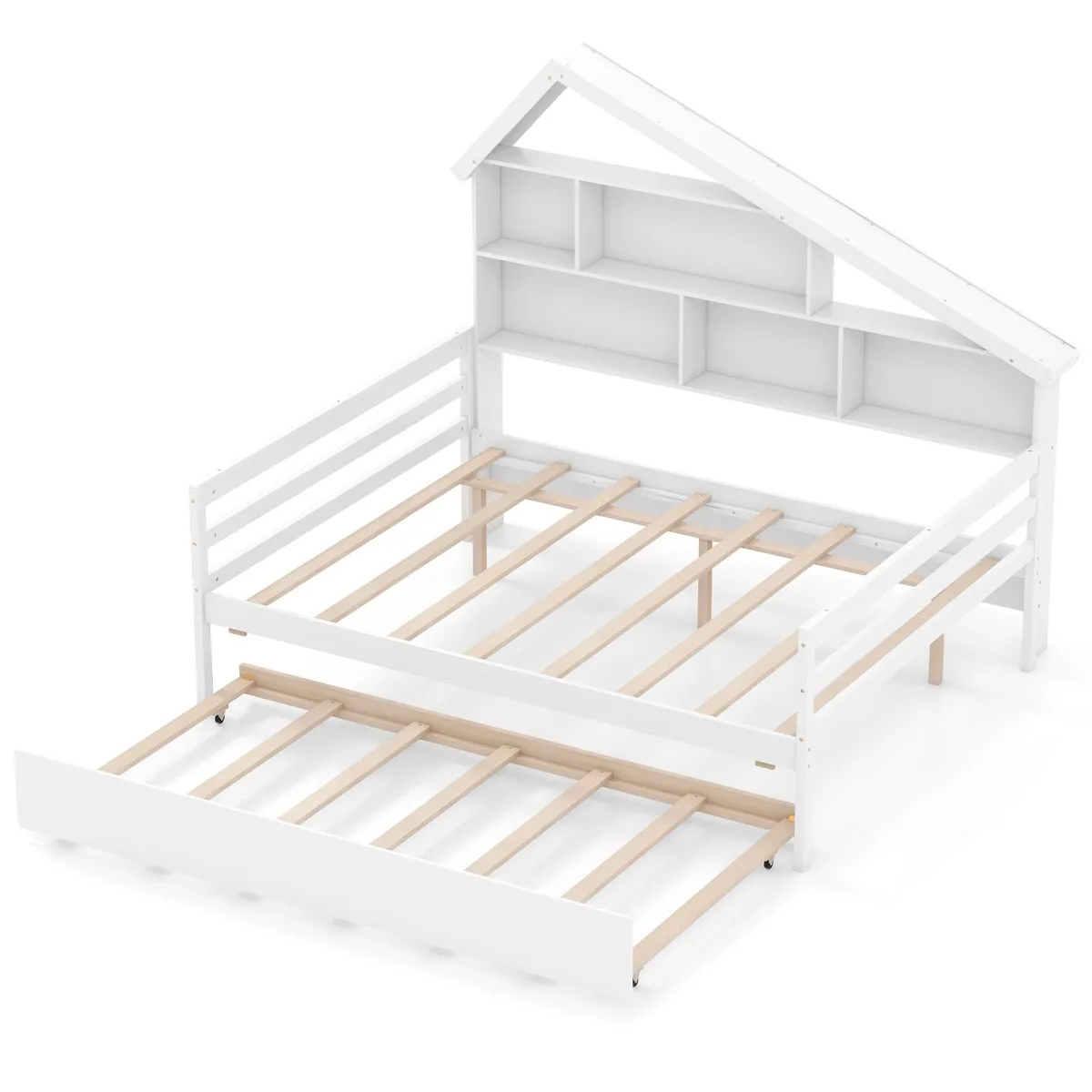 SlickBlue SlickBlue House-Shaped Full Size Daybed with Twin Trundle, White — product photo