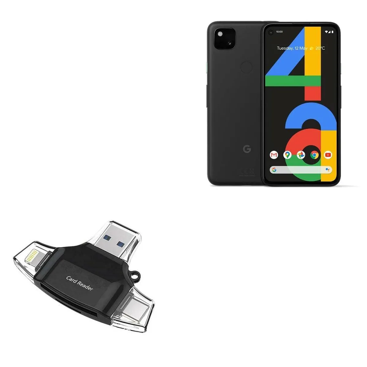 Boxwave Boxwave AllReader SD Card Reader for Google Pixel 4a 5G 2 in 1 accessory Jet Black — product photo
