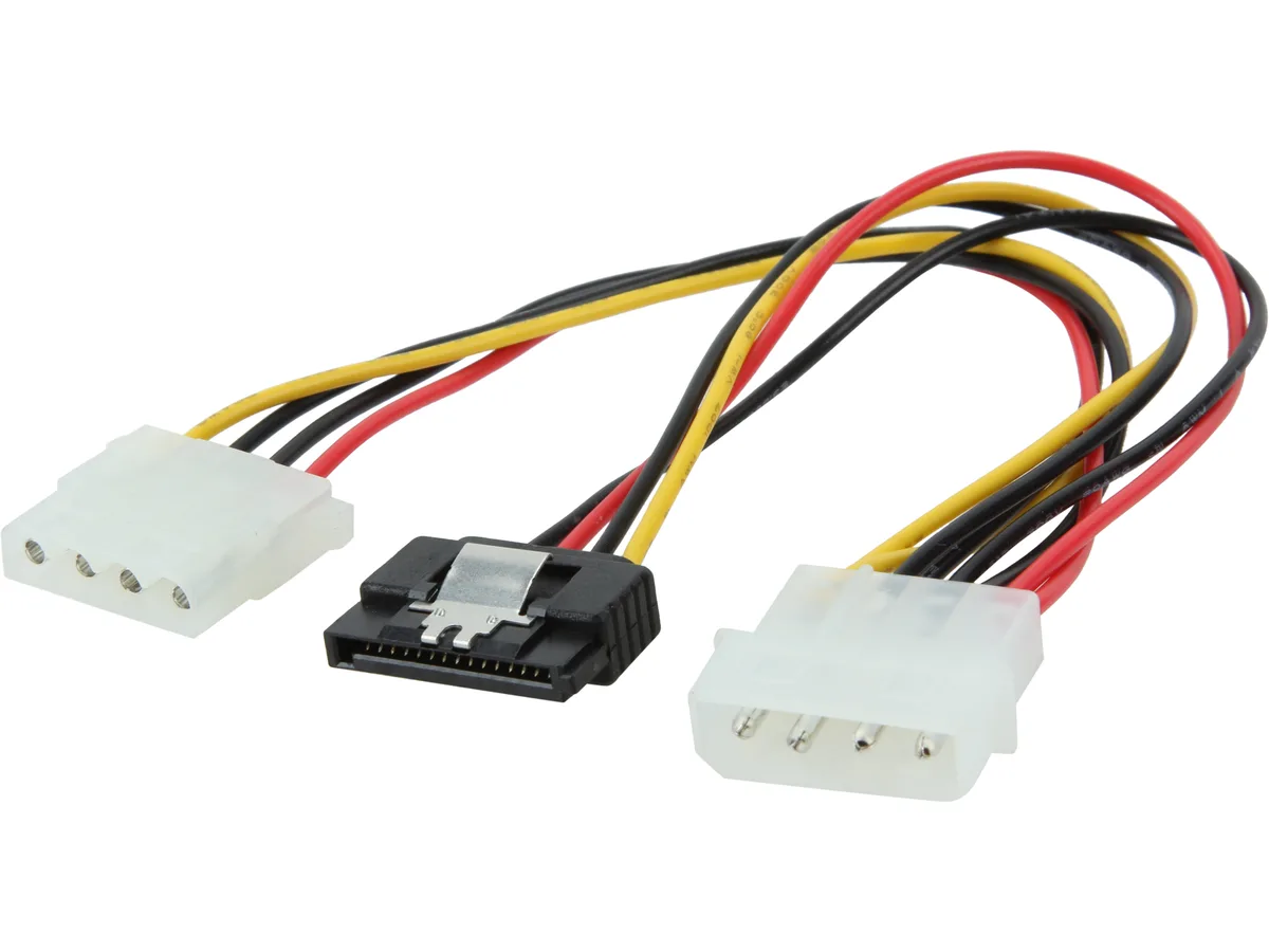 Nippon Labs Nippon Labs SATA4PMF-Y4PMM SATA II power splitter cable 8 in 4 pin Molex male to dual female — product photo
