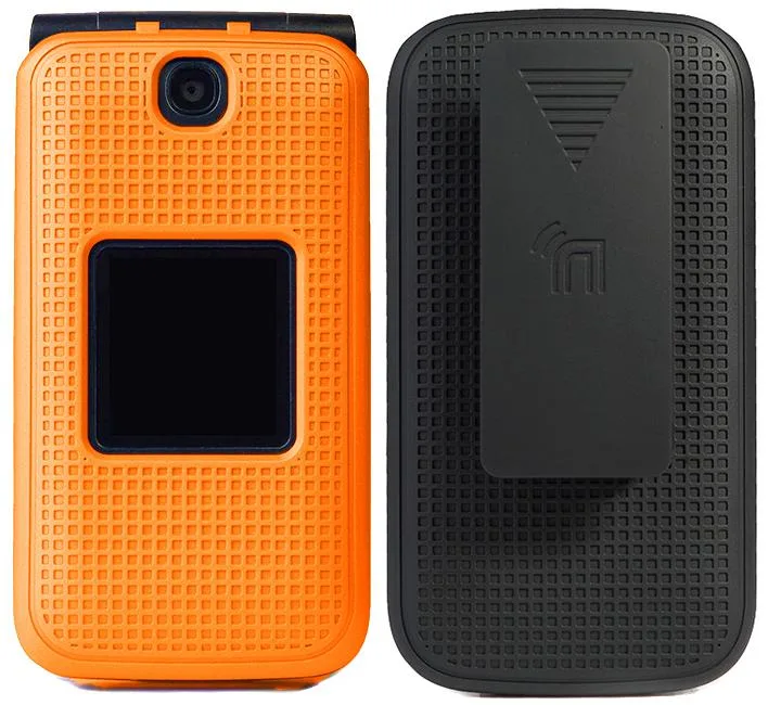 Nakedcellphone Nakedcellphone Grid Case + Belt Clip Holster Combo Orange 13-position clip — product photo