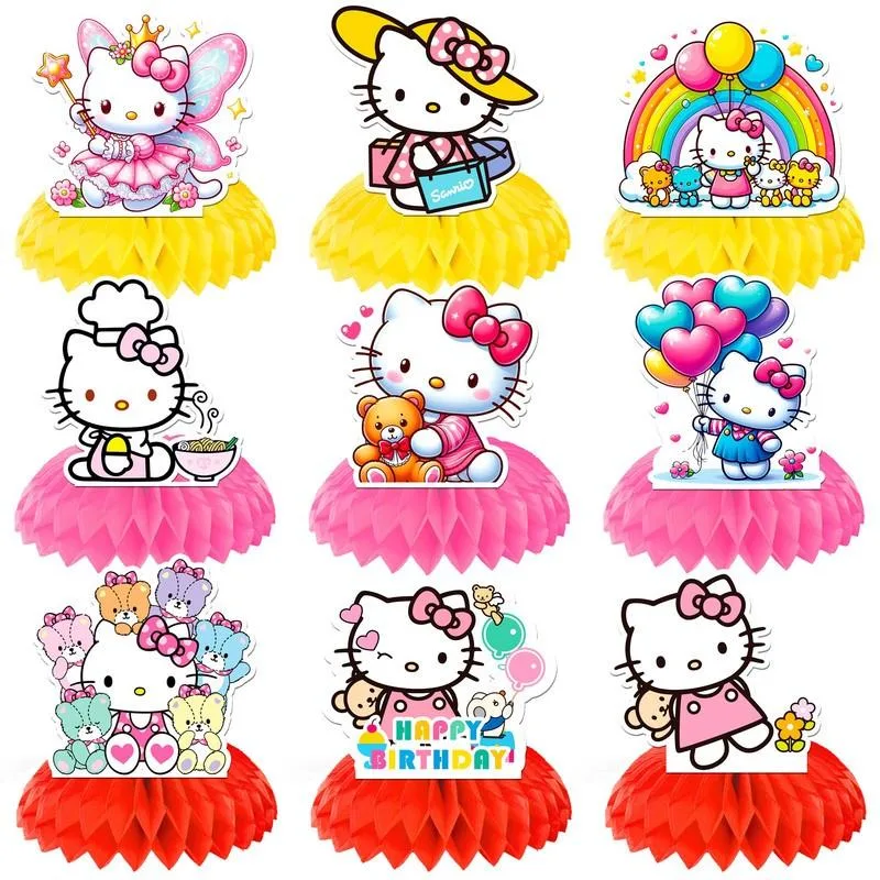 InBoxxarty InBoxxarty Hello Kitty Honeycomb Centerpieces 9 Pcs Party Supply — product photo