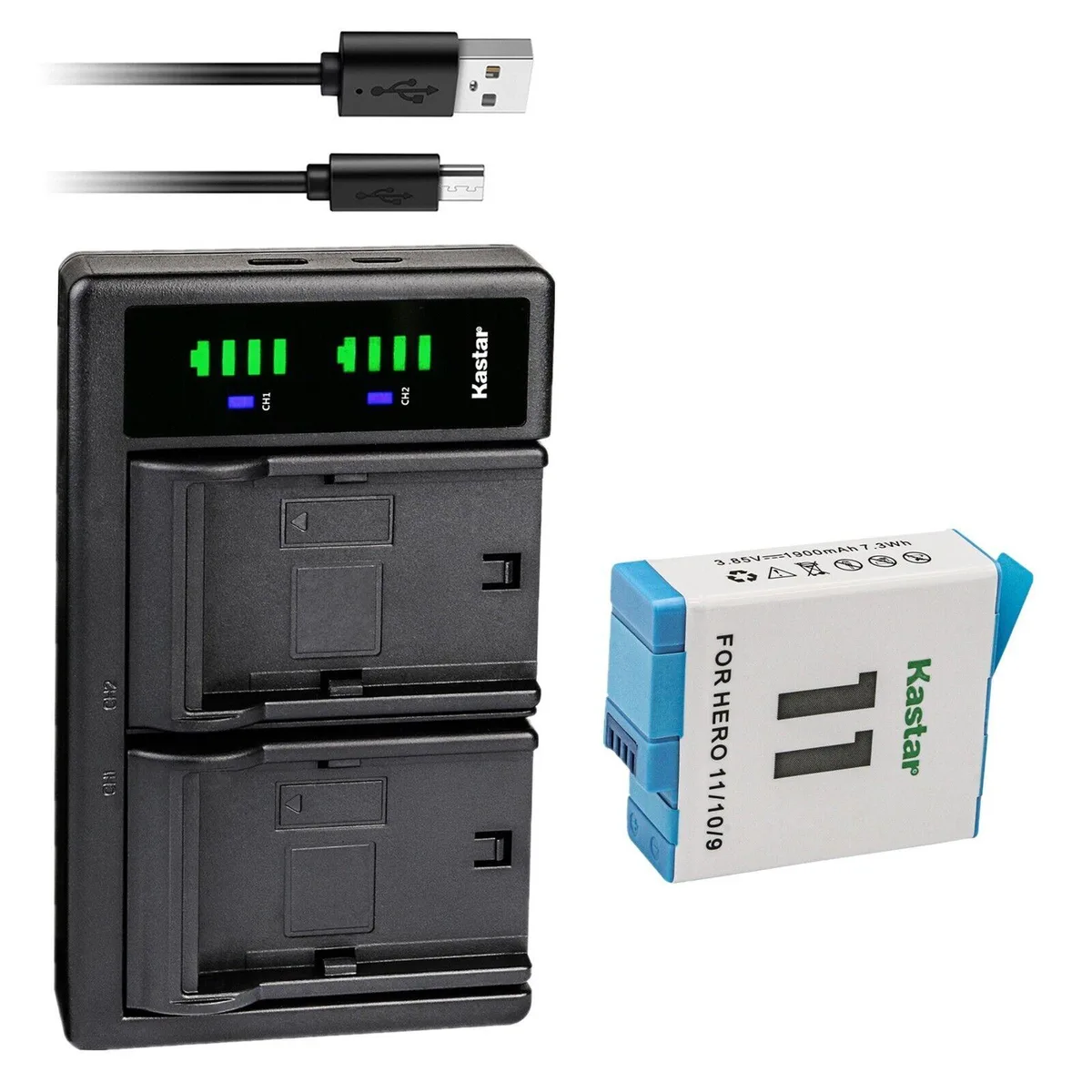 Kastar Kastar GOPRO11 1 Pack Battery &amp; LTD2 USB Charger for HERO 9 10 11 — product photo