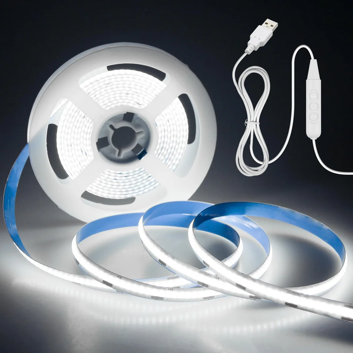  Aclorol 8mm-5V-320D 3M 5V COB LED Strip Light 320 LED/m 6000K Dimmable — product photo