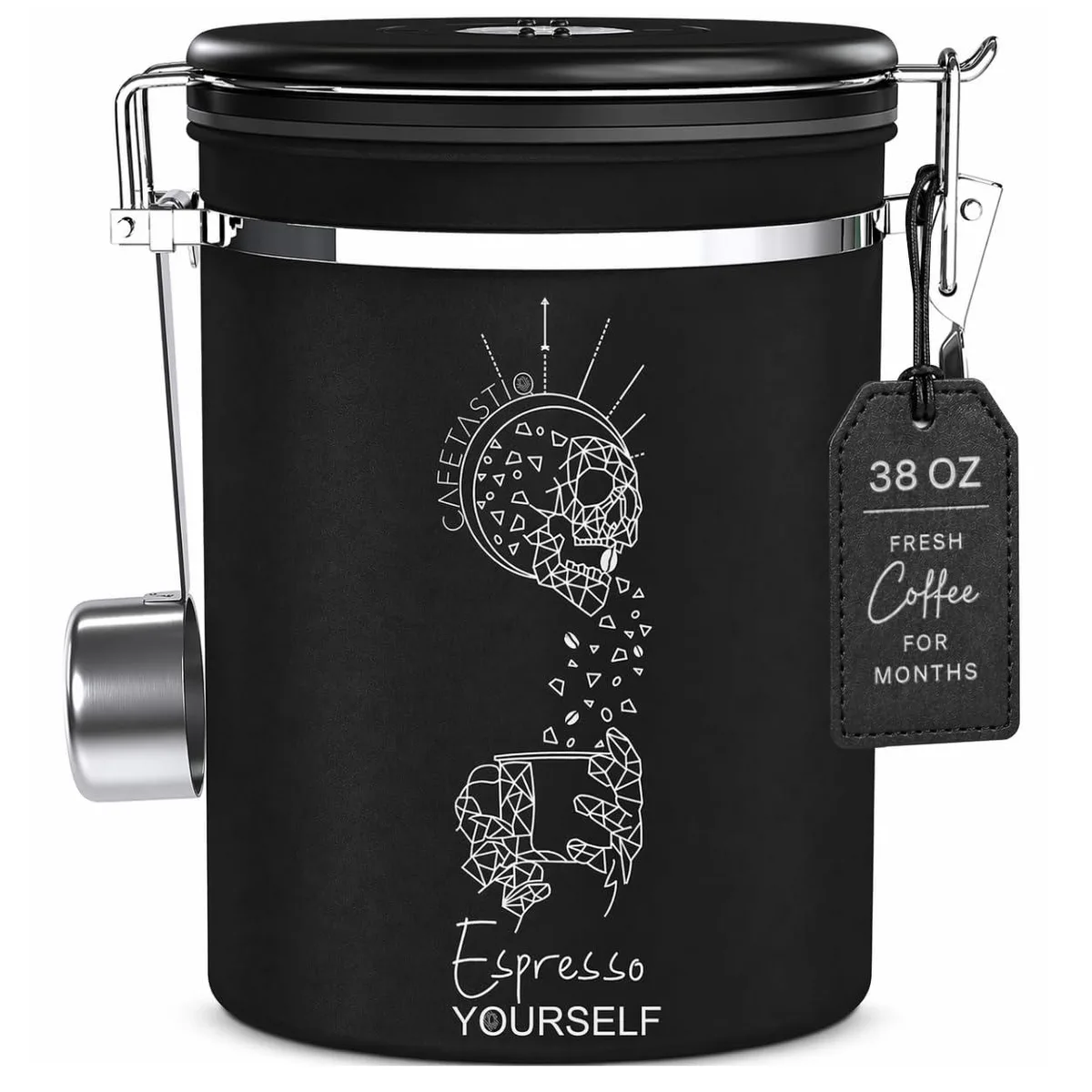  CafetastiQ 38OZ 38 fl oz Stainless Steel Canister Black — product photo