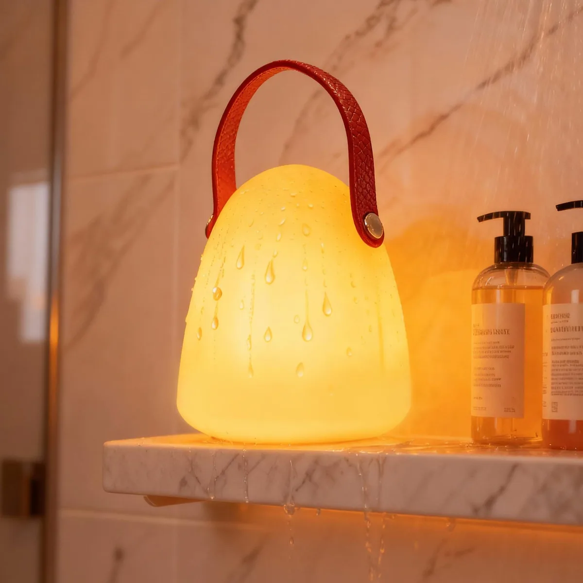White plastic cube lamp, 5.9 inches wide, with touch base and remote