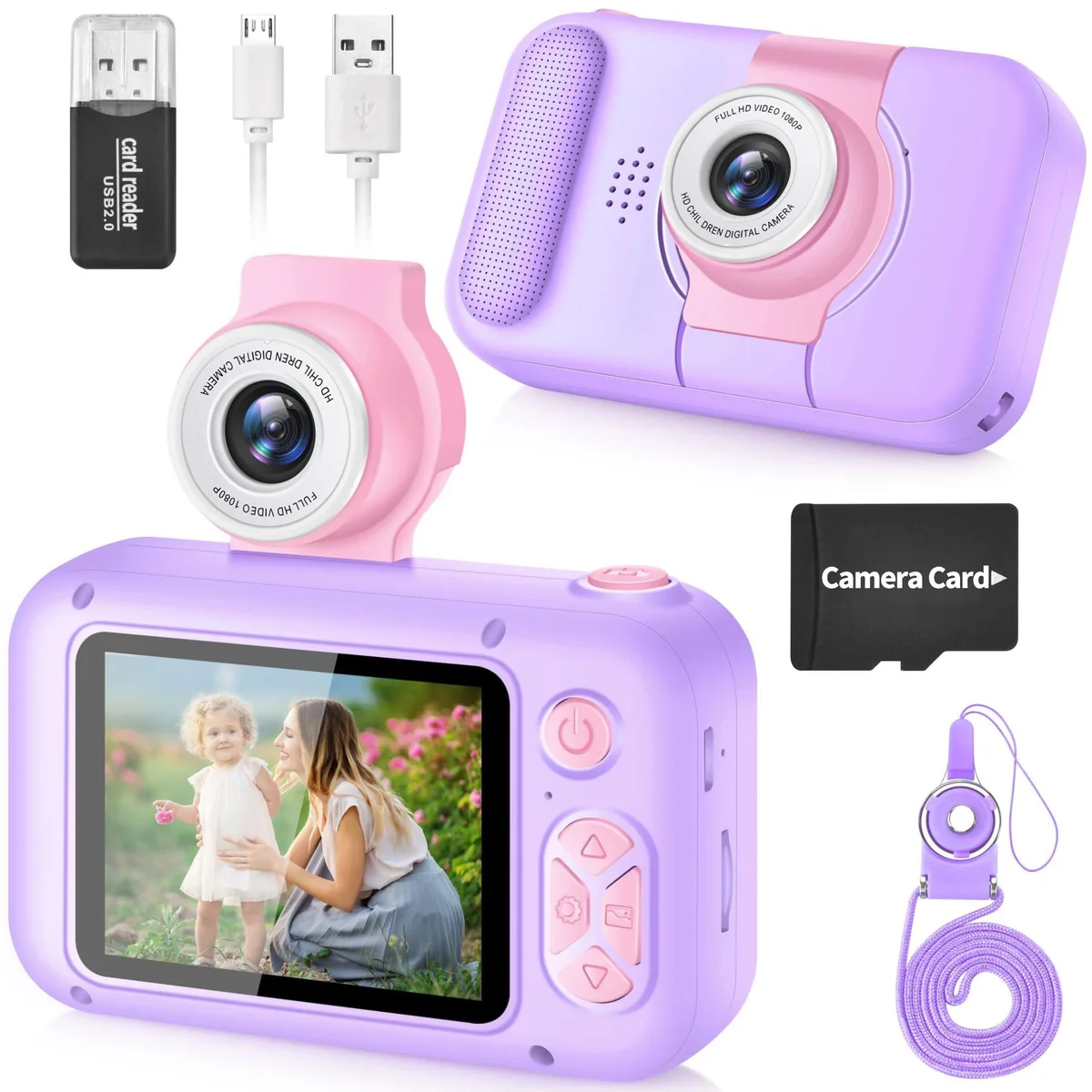  ARNSSIEN X101 40MP 2.4" IPS 180° flip lens shoot camera Purple — product photo