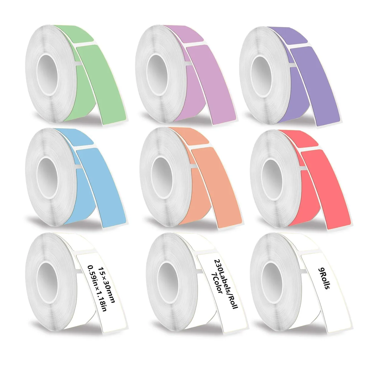  JUWAIre D30 Label Tape 9 Rolls 2070 Labels 0.55x1.18in — product photo
