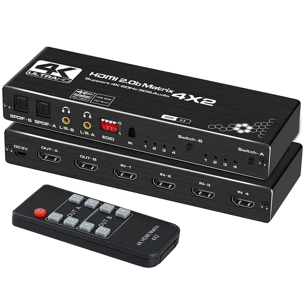 Jansicotek Jansicotek OZJ1 4x2 HDMI Matrix Switch 4K@60Hz 18.5Gbps — product photo