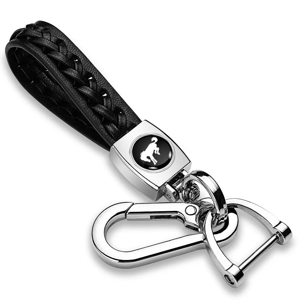 iPick Image, LLC iPick Image, LLC Ford Bronco Black Braided Leather Key Chain Car Electronics Accessory — product photo