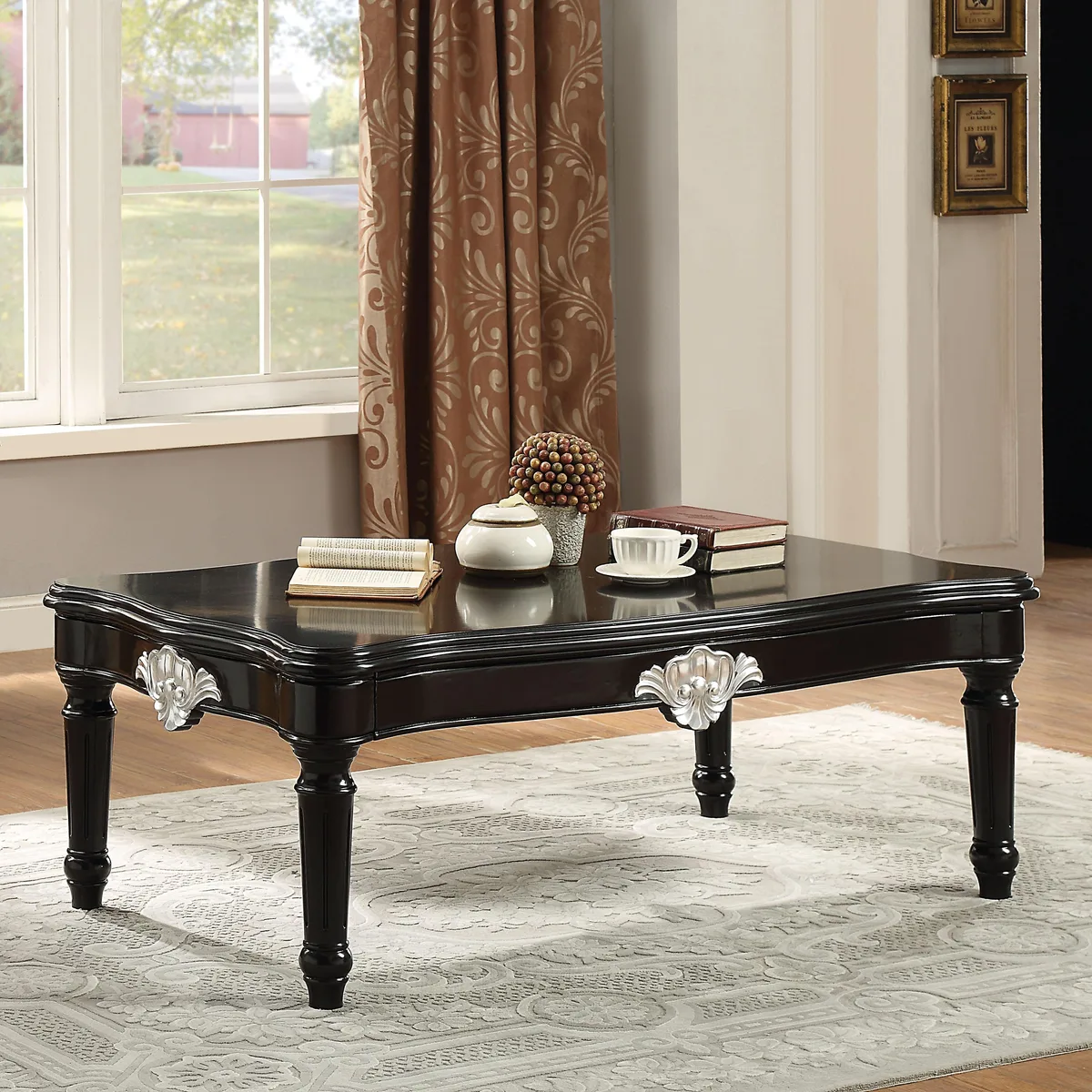tuphen tuphen Black Coffee Table with Turned Legs — product photo