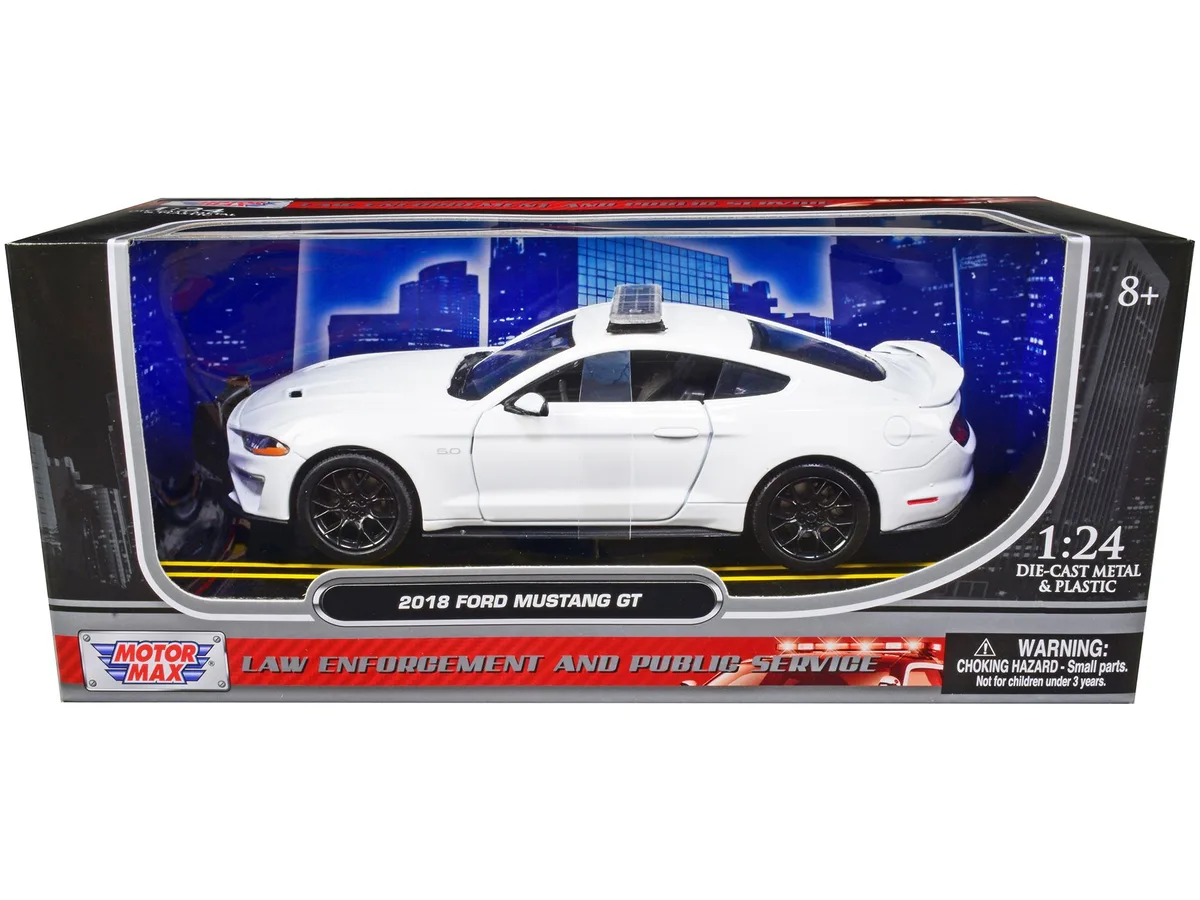 MOTORMAX MOTORMAX 2018 Ford Mustang GT Police Unmarked White 1/24 Diecast — product photo