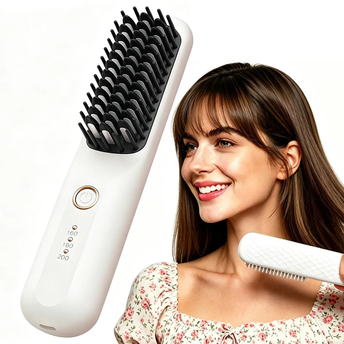  2026 Cordless Hair Straightener Brush Mini Portable Flat Iron Comb — product photo