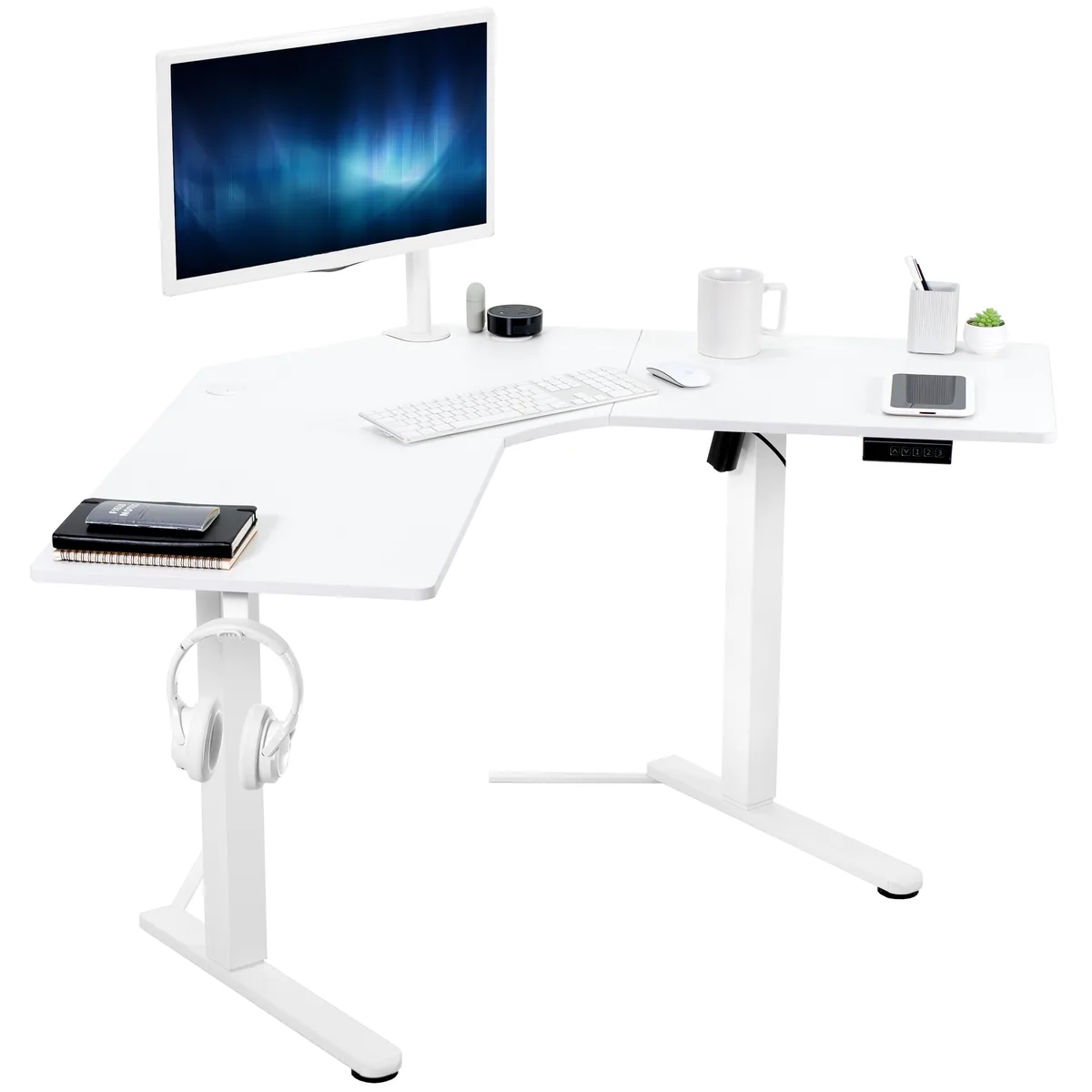 VIVO VIVO White Electric Corner Standing Desk 47" x 47" L-Shaped — product photo