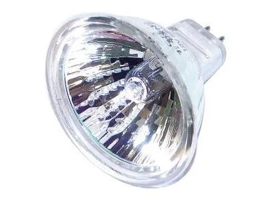 MR16 halogen bulb with GX5.3 two-pin base, clear finish