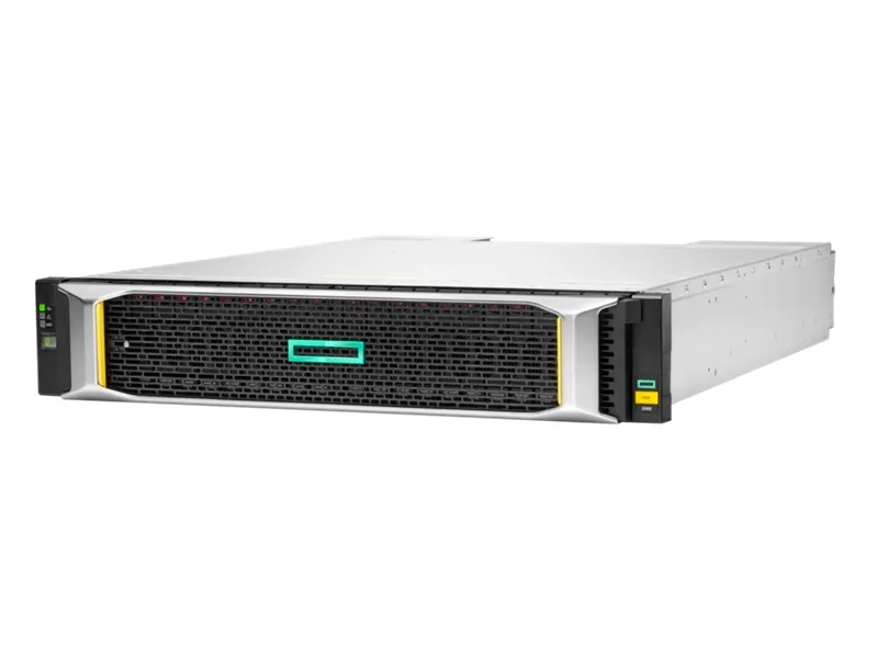 Silver 2U rack storage array with twelve drive bays visible