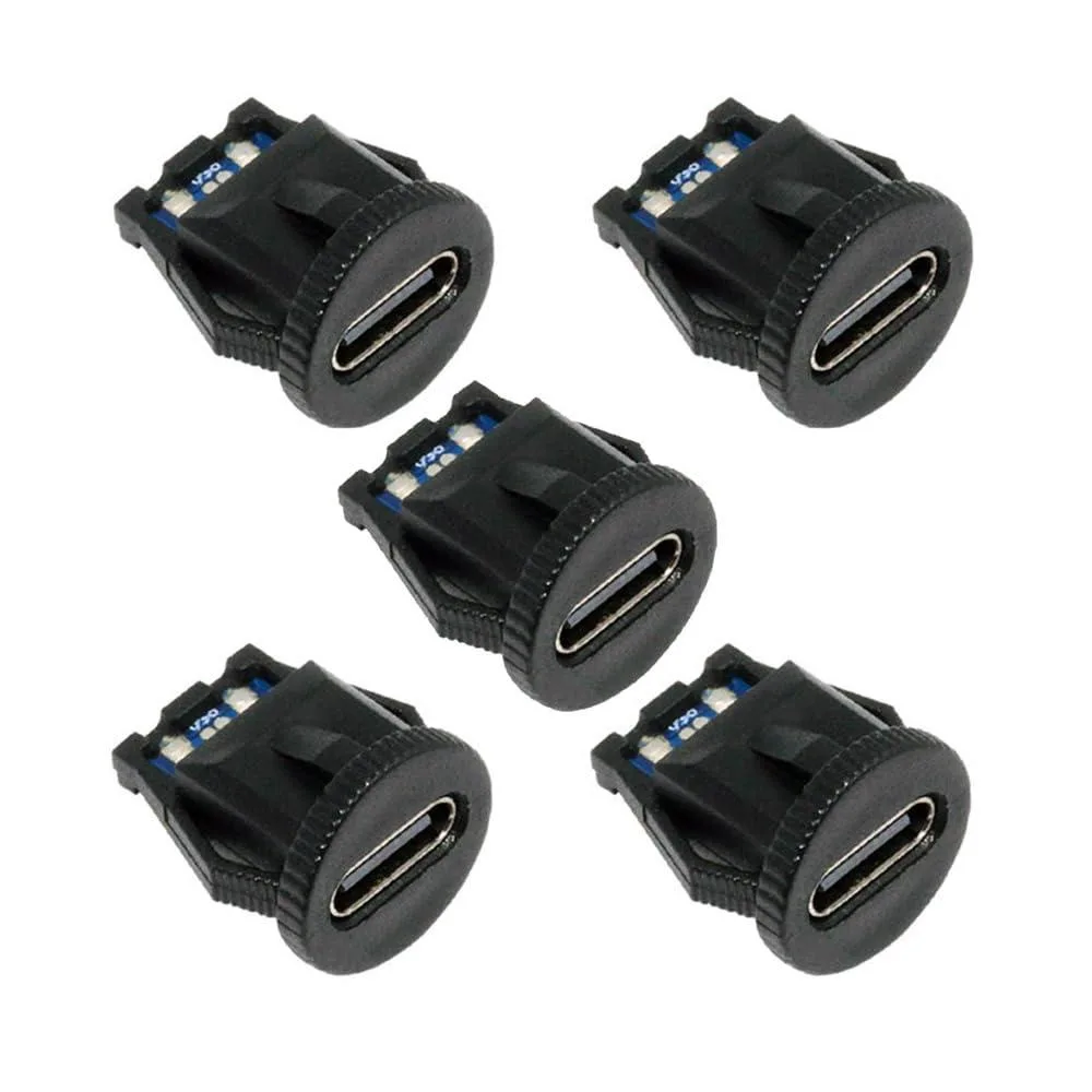 LORDWORLD LORDWORLD Type C Female Socket Connector 6Pin PCBA Pinout Round Latch Mount DC 5V/20V PD 65W IP67 — product photo