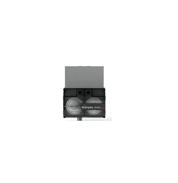 White rectangular Simplex 4098-XAD-210 smoke detector with dual zone air sampling inlets