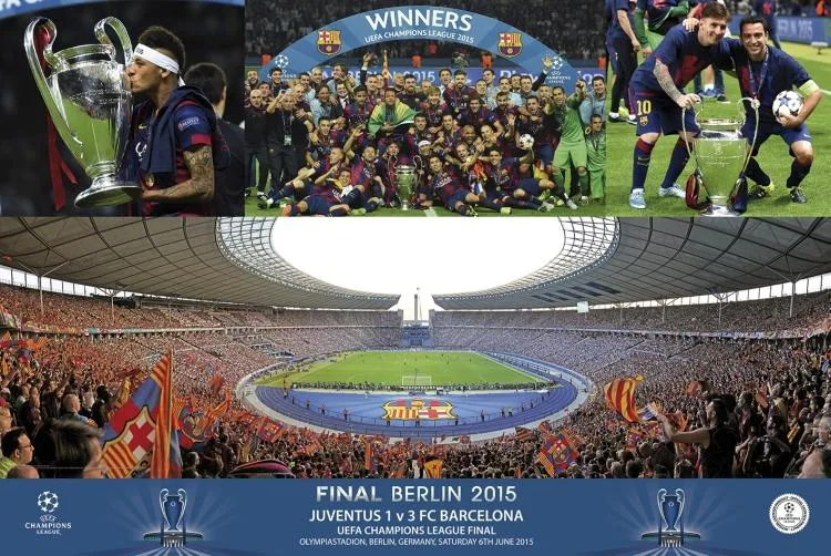 Posterazzi GPE4923 FC Barcelona Champions Stadium Celebration poster 36 x 24 inches