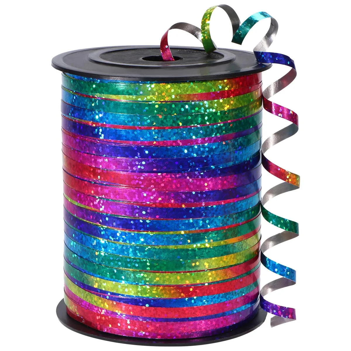Rainbow metallic curling ribbon roll, 500 yards, shiny finish