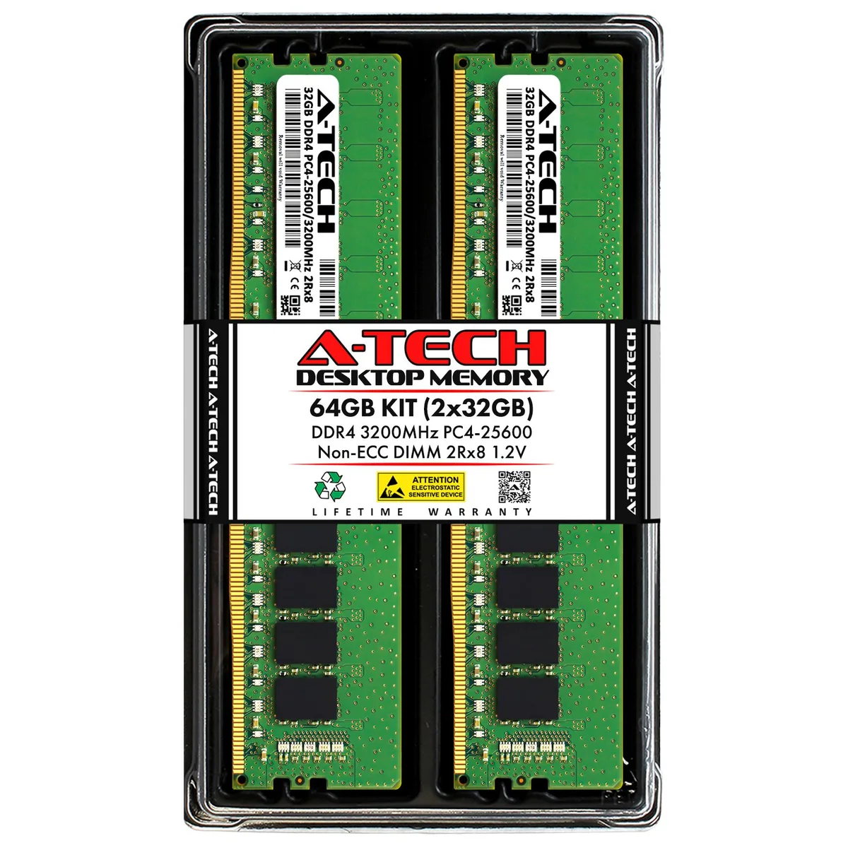 A-Tech A-Tech 64GB (2x32GB) DDR4 3200MHz CL22 Desktop RAM — product photo