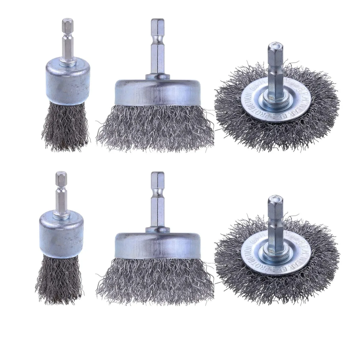 Audiovox - Generic Audiovox - Generic 6 Pack Carbon Steel Wire Wheel Pen Brush Set 1/4-Inch Hex Shank Finishing — product photo