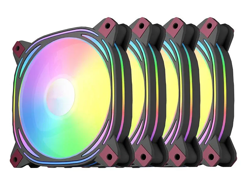 Corn Electronics Corn Electronics Aurora Z12 Black ARGB 120mm case fan 4-pack 700-1500RPM 50CFM 26dBA — product photo