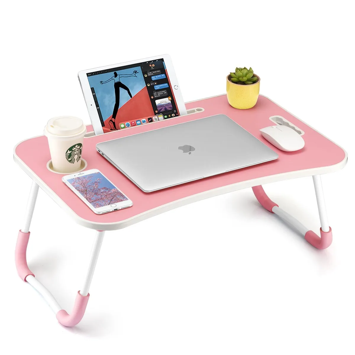 DNBeffulgent DNBeffulgent FIS03 Foldable Laptop Table Pink 23.5x15.7x10 inch — product photo