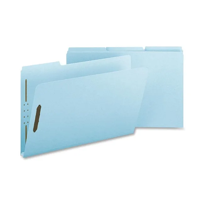Light blue pressboard fastener folders, legal size, pack of 25