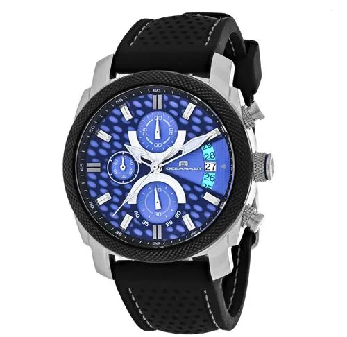 Oceanaut OC2320 Kryptonite quartz watch with black rubber strap and blue dial